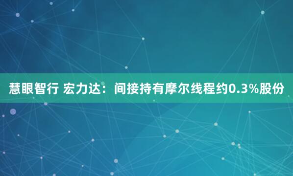 慧眼智行 宏力达：间接持有摩尔线程约0.3%股份